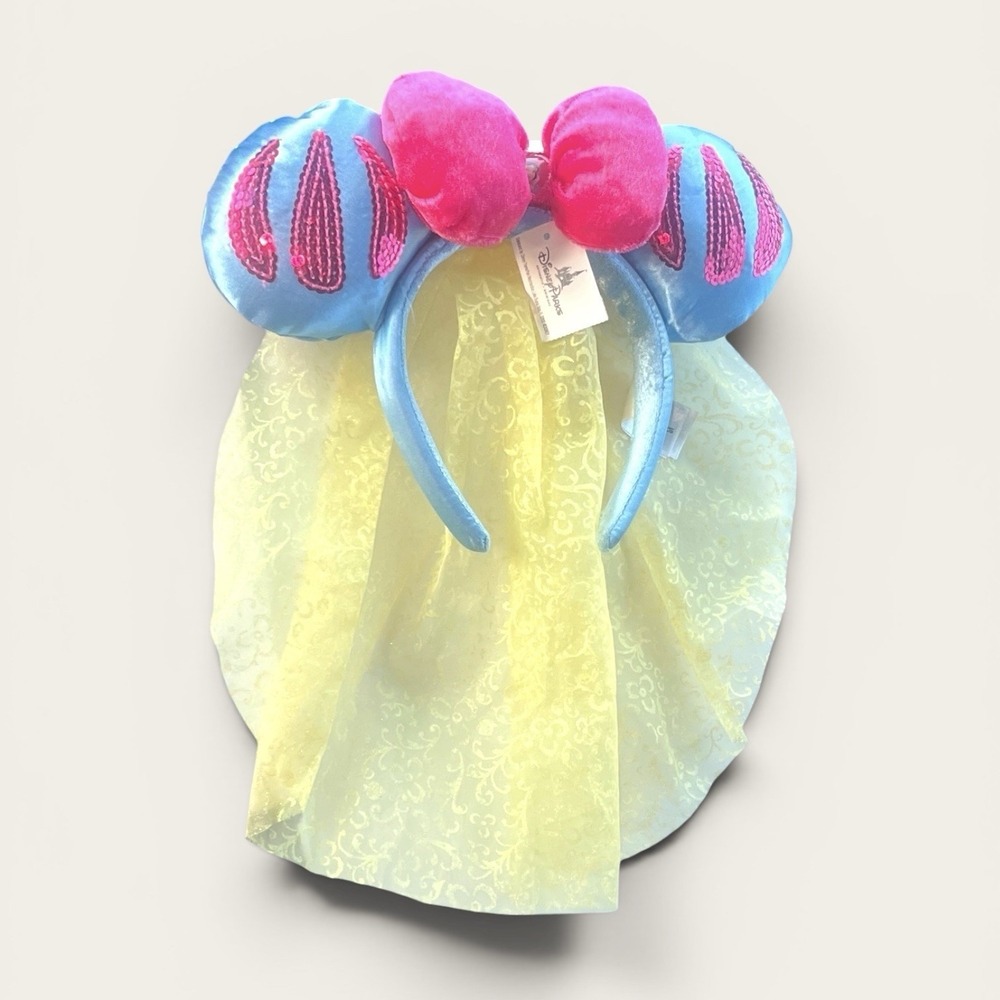 Disney Parks Snow White Princess Veil Minnie Mouse Ears Plush Headband New Tags